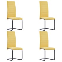Cantilever Dining Chairs 6 pcs Yellow Fabric