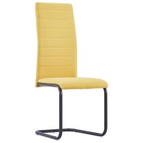 Cantilever Dining Chairs 6 pcs Yellow Fabric