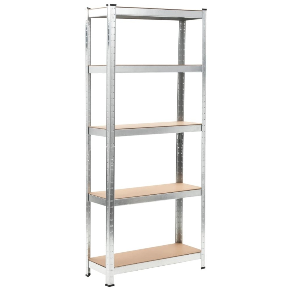 5-Layer Shelves 2 pcs Blue Steel&Engineered Wood