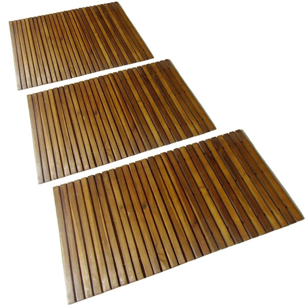 2 pcs Acacia Bath Mat 80 x 50 cm