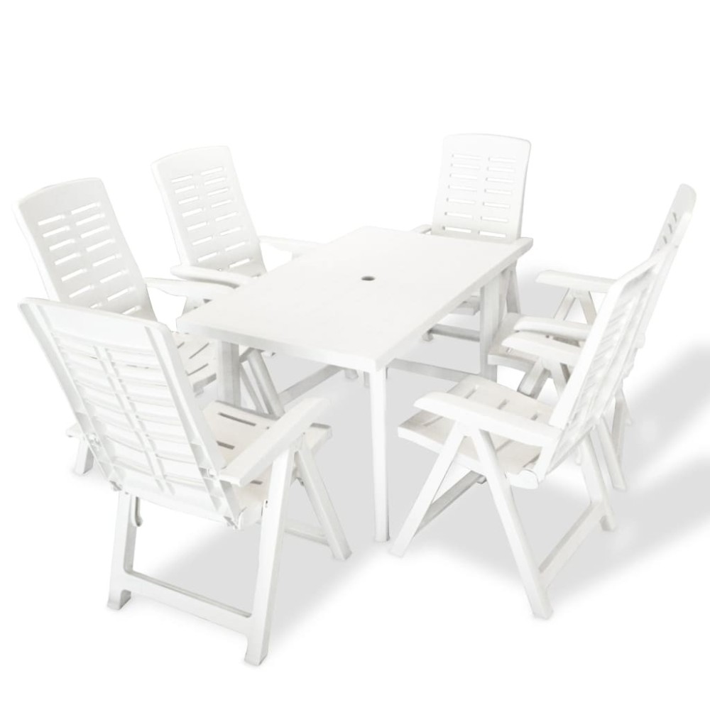 7 Piece Outdoor Dining Set Plastic Anthracite