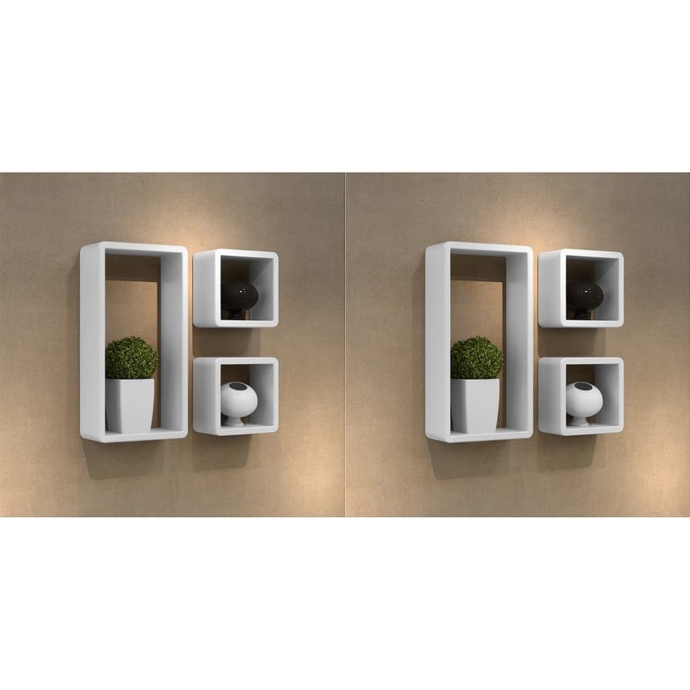Wall Cube Shelves 6 pcs White