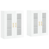 Wall Mounted Cabinets 2 pcs High Gloss White Engineered Wood