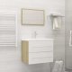 2 Piece Bathroom Furniture Set White and Sonoma Oak Engineered Wood