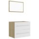 2 Piece Bathroom Furniture Set White and Sonoma Oak Engineered Wood