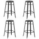 Bar Stools 4 pcs Black Solid Pinewood and Steel