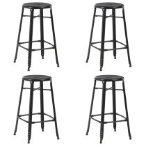 Bar Stools 4 pcs Black Solid Pinewood and Steel