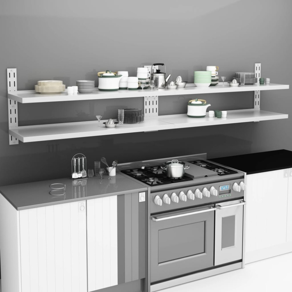 2-Tier Floating Wall Shelf Stainless Steel 120x30 cm