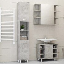 3 Piece Bathroom Furniture Set High Gloss White Engineered Wood