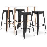 7 Piece Bar Set Black and...