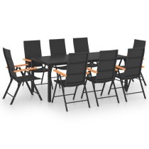 9 Piece Garden Dining Set Black and Brown