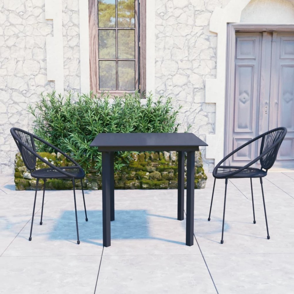 5 Piece Outdoor Dining Set PVC Rattan Black