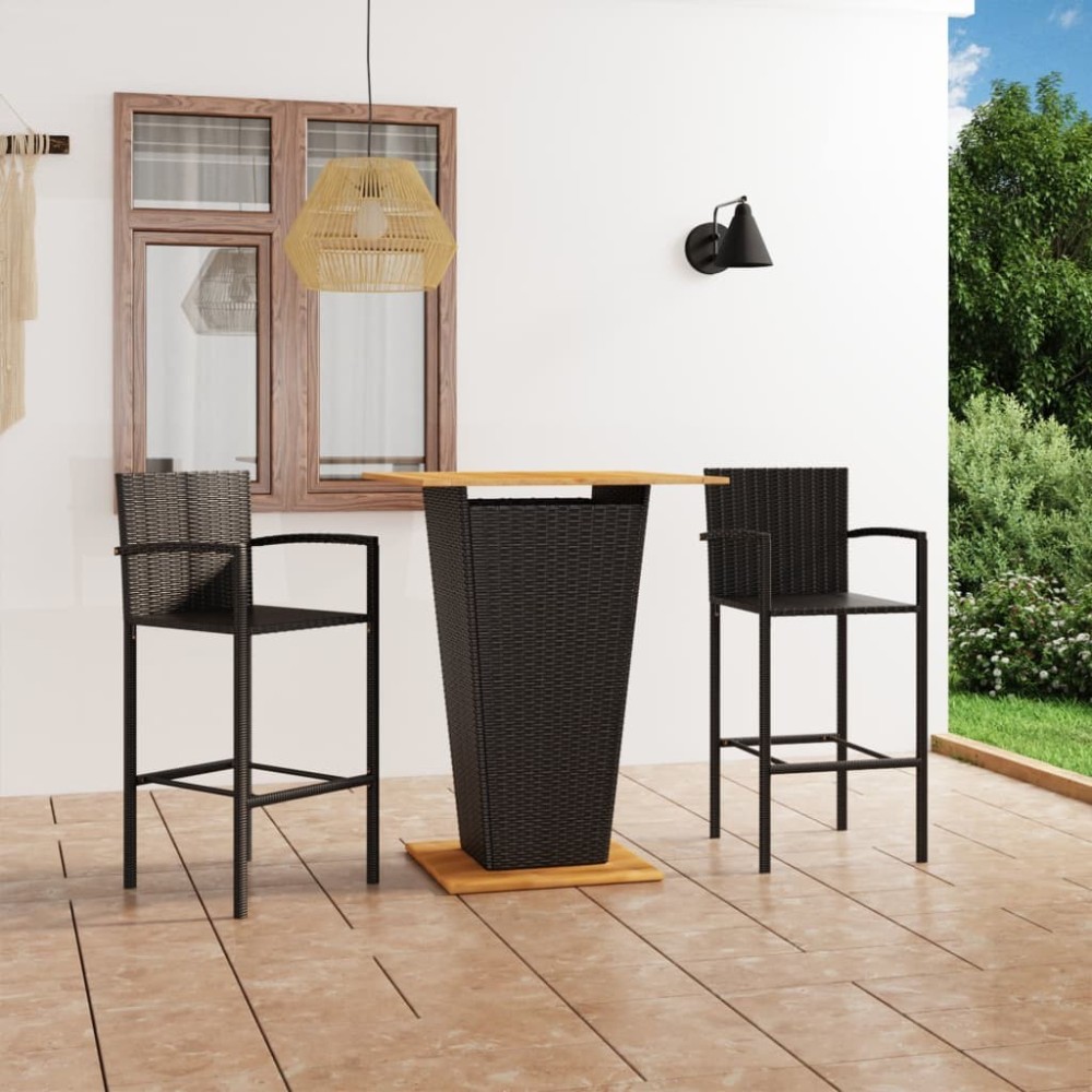 5 Piece Garden Bar Set Black