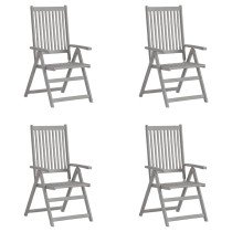 Verstellbare Gartenstühle 6 Stk. Grau Massivholz Akazie