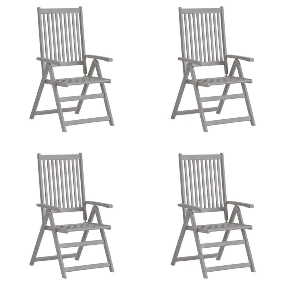 Garden Reclining Chairs 8 pcs Grey Solid Acacia Wood