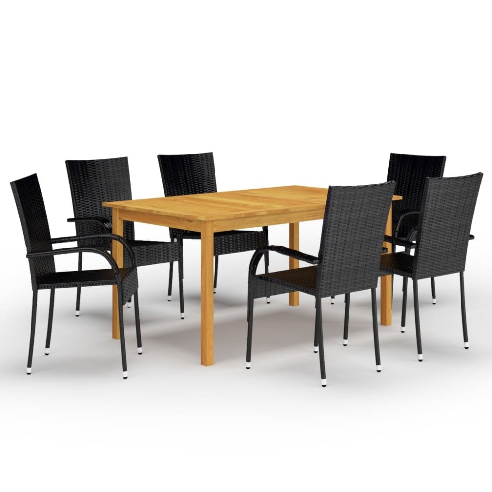 7 Piece Garden Dining Set Grey