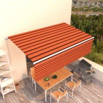 Manual Retractable Awning with Blind 4.5x3m Orange&Brown