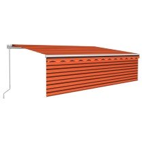 Manual Retractable Awning with Blind 4.5x3m Orange&Brown