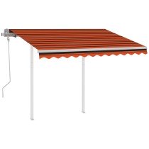 Markise Manuell Einziehbar mit Pfosten 3x2,5 m Blau & Weiß
