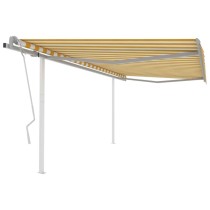 Manual Retractable Awning with Posts 4x3.5 m Orange and Brown