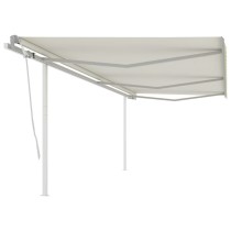 Manual Retractable Awning with Posts 4x3.5 m Orange and Brown