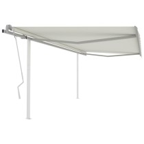 Manual Retractable Awning with Posts 4x3.5 m Orange and Brown