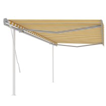 Manual Retractable Awning with Posts 4x3.5 m Orange and Brown