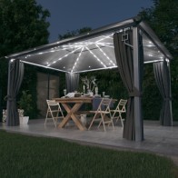 Gazebo with Curtain&LED...