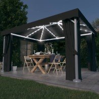 Gazebo with Curtain&LED...