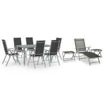 10 Piece Garden Dining Set Black and Anthracite