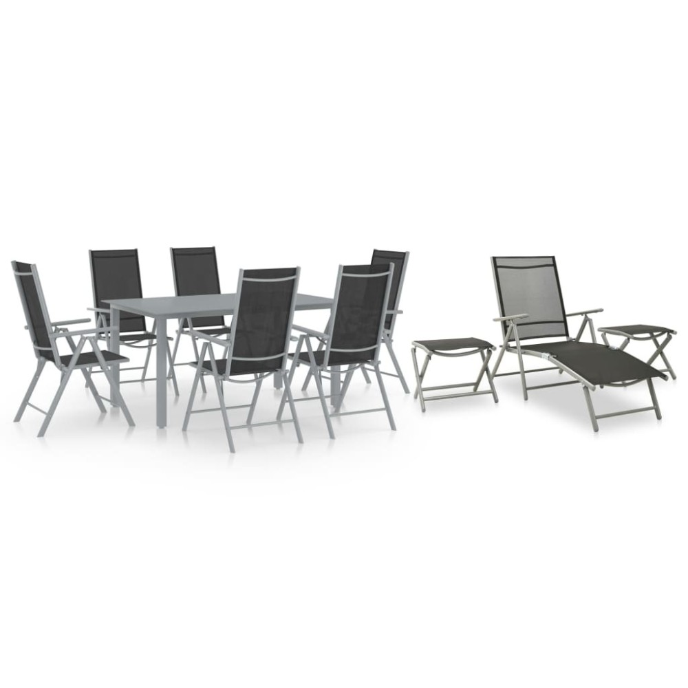 10 Piece Garden Dining Set Black and Anthracite