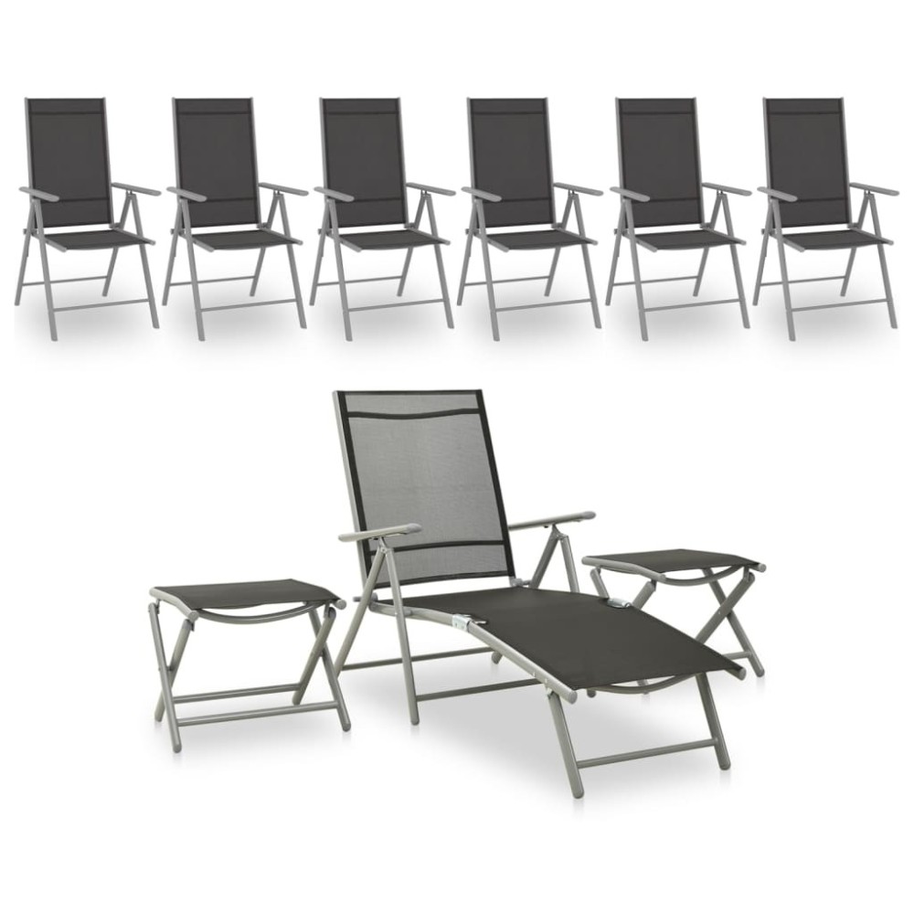 9 Piece Garden Lounge Set Black and Anthracite