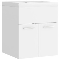 Sink Cabinet with Built-in Basin High Gloss White Engineered Wood