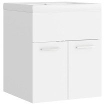 Sink Cabinet with Built-in Basin High Gloss White Engineered Wood