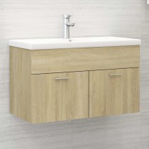 Sink Cabinet with Built-in Basin High Gloss White Engineered Wood