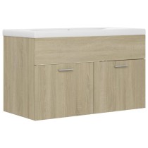 Sink Cabinet with Built-in Basin High Gloss White Engineered Wood