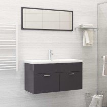 Bathroom Furniture Set White and Sonoma Oak Engineered Wood