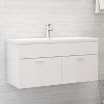 Sink Cabinet with Built-in Basin High Gloss White Engineered Wood