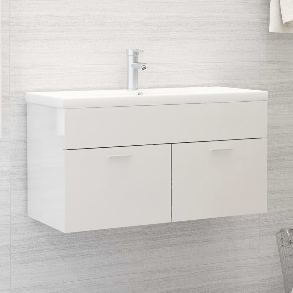 Sink Cabinet with Built-in Basin Sonoma Oak Engineered Wood