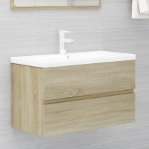 Sink Cabinet with Built-in Basin Brown Oak Engineered Wood