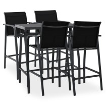 7 Piece Garden Bar Set Black