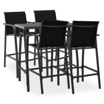 7 Piece Garden Bar Set Black