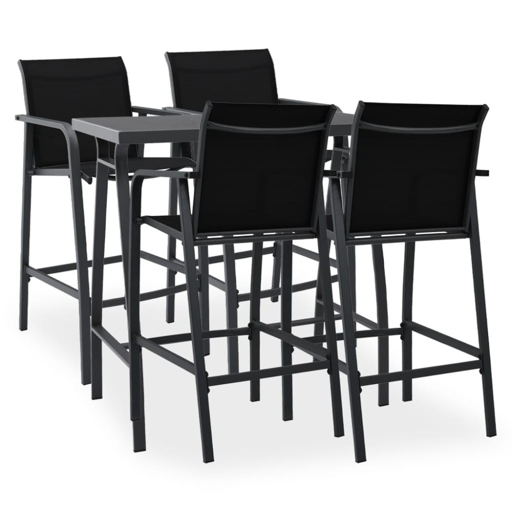 7 Piece Garden Bar Set Black