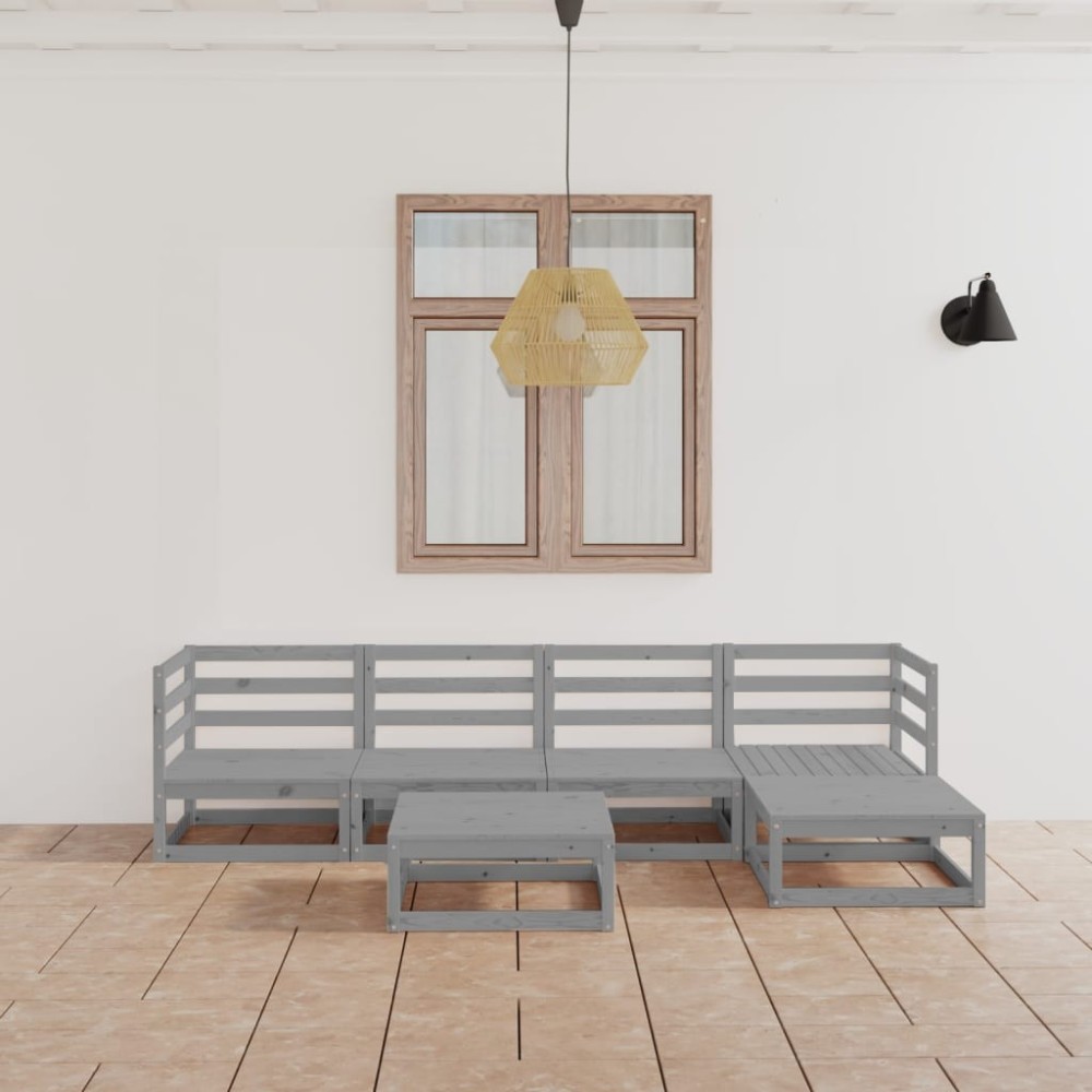 6 Piece Garden Lounge Set Solid Wood Pine