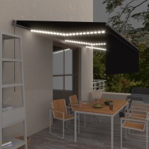 Markise Manuell Einziehbar mit Rollo & LED 3x2,5 m Anthrazit