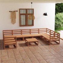 10 Piece Garden Lounge Set Solid Pinewood