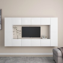 8 Piece TV Cabinet Set High Gloss Grey Engineered Wood