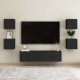 7 Piece TV Cabinet Set High Gloss Grey Engineered Wood