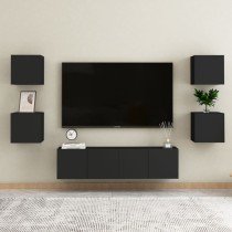 7 Piece TV Cabinet Set High Gloss Grey Engineered Wood