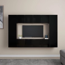 8 Piece TV Cabinet Set High Gloss Grey Engineered Wood